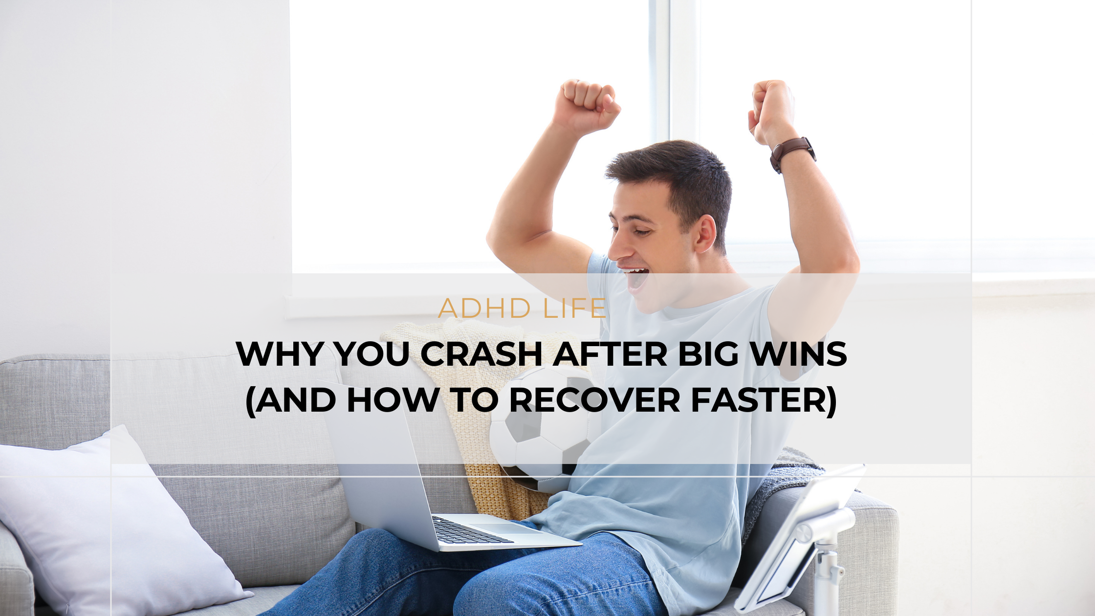 ADHD entrepreneur feeling drained after completing a big project, symbolizing the ADHD pressure drop and need for recovery strategies